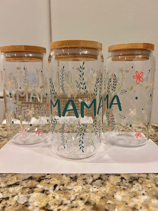 Floral Mama Glass Can